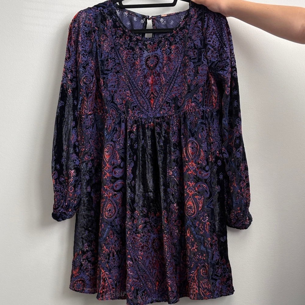 Free People Purple and Red Paisley Midi Dress